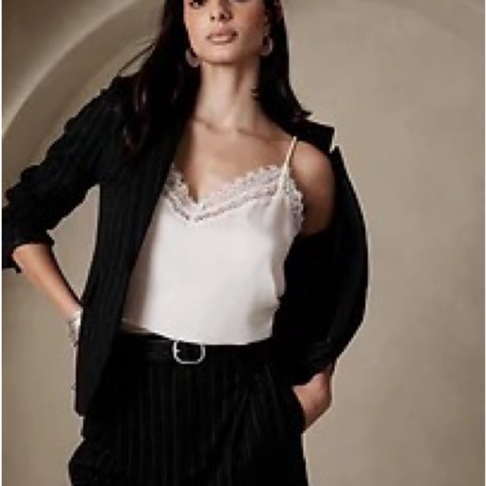 NWT Banana Republic Factory Lace Trim Camisole, size Large, snow day (ivory)